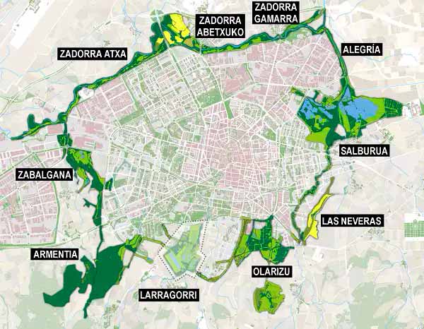 Mapa anillo verde Vitoria